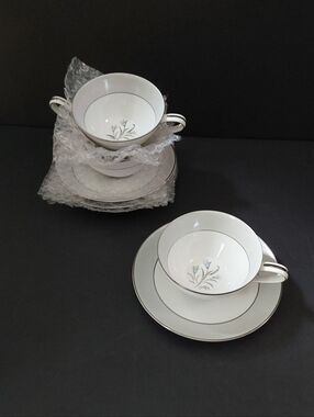 NORITAKI Tea Cups and Saucers Set (4)